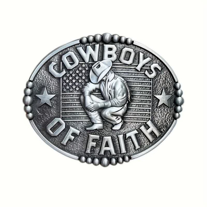 Cintura in pelle con fibbia "Cowboys Of Faith" fai da te da uomo