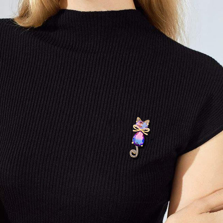 Spilla con strass a forma di gattino carino da donna