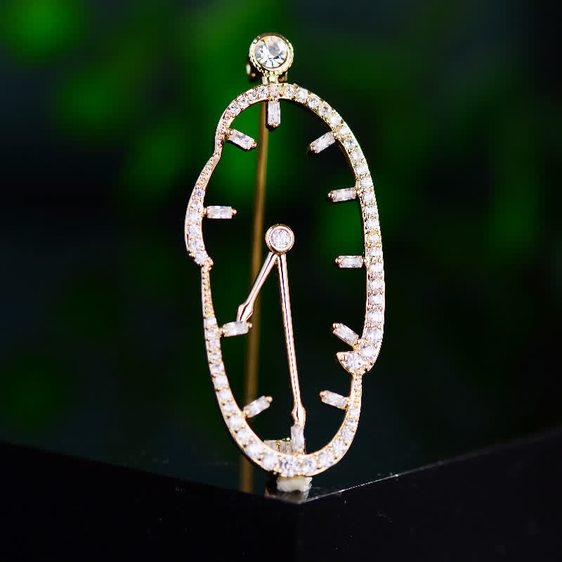 Spilla unisex con orologio astratto con tempo invertito - Oro - image 0