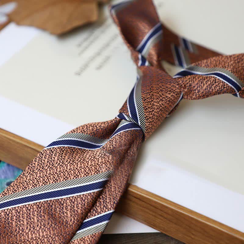 Cravatta da uomo con motivo Paisley a righe della serie Coffee Colors - Stile n. 12 - image 15