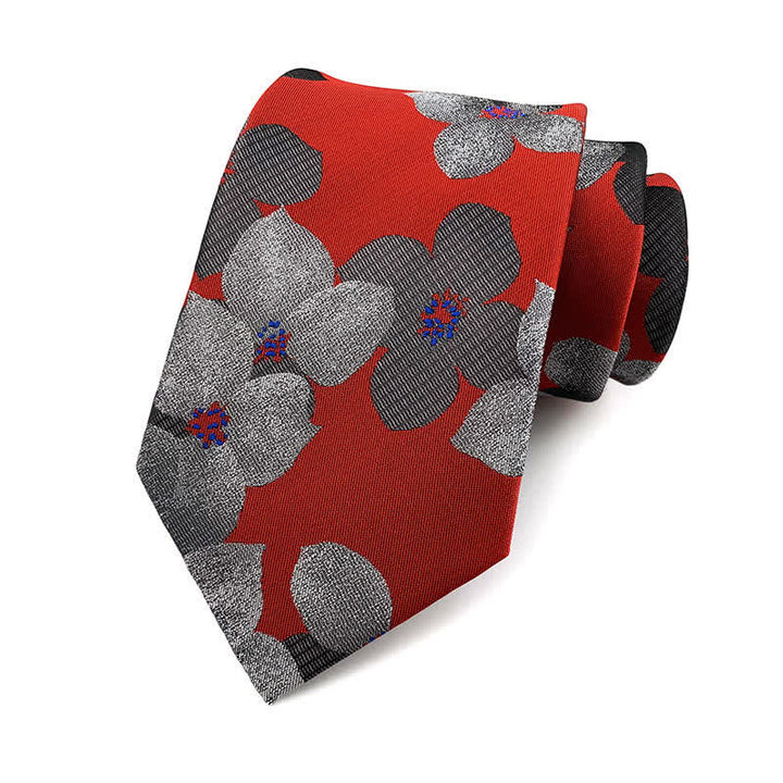 Cravatta elegante da uomo con motivo floreale a fiori grandi - Rosso - image 8