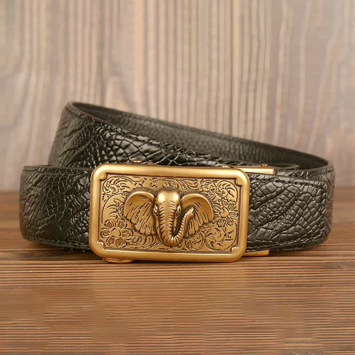 Cintura da uomo in pelle con motivo punk elefante coccodrillo