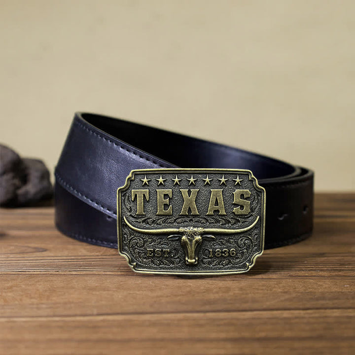 Cintura in pelle con fibbia Texas da cowboy fai da te da uomo