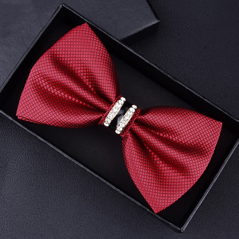 Papillon da uomo con motivo floreale Paisley a righe e strass - Reticolo rosso - image 19