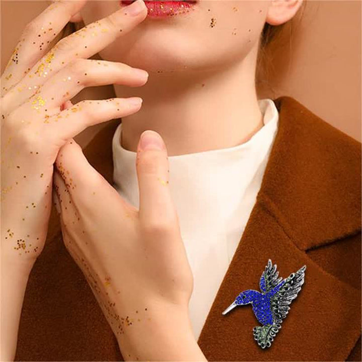 Spilla con strass a forma di colibrì da donna