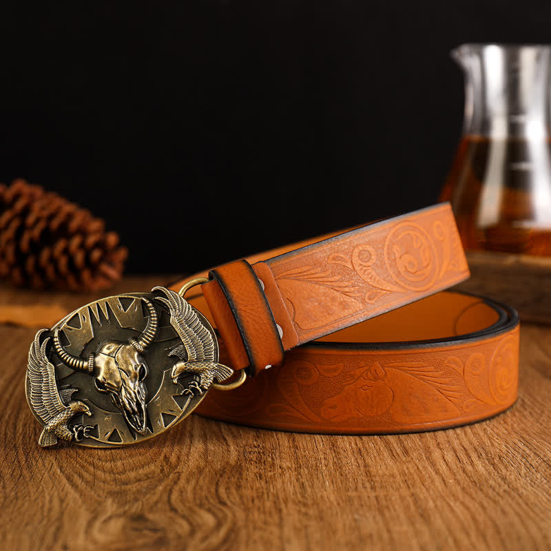 Cintura in pelle vintage Bull &amp; Dual Eagles da uomo