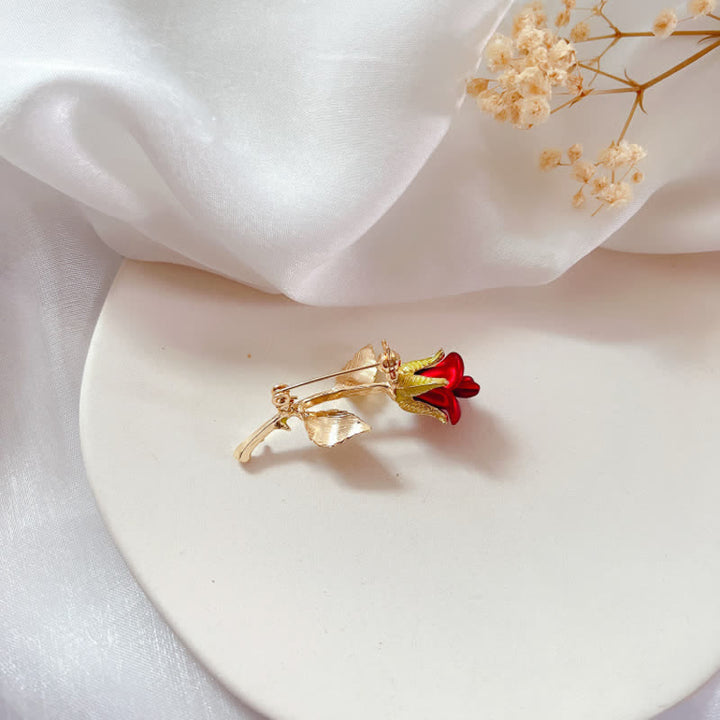 Spilla con stelo e rosa squisita da donna