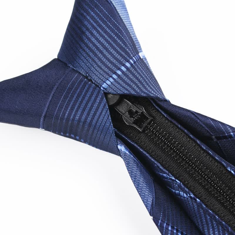 Cravatta da uomo con cerniera blu navy sfumata a quadri