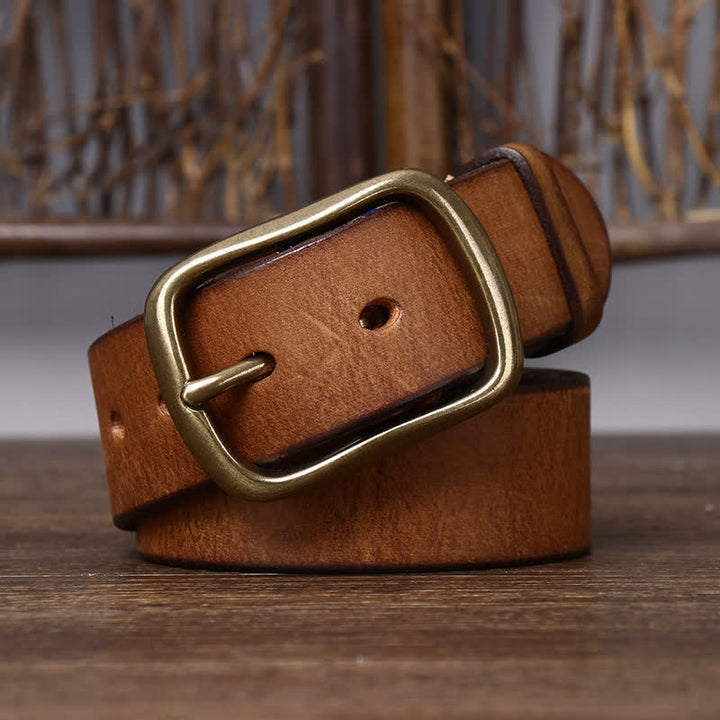 Cintura da uomo vintage in pelle di vacchetta pura spessa