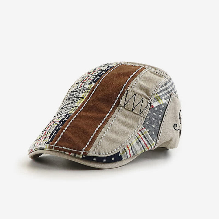 Berretto piatto da tassista con patchwork cucito