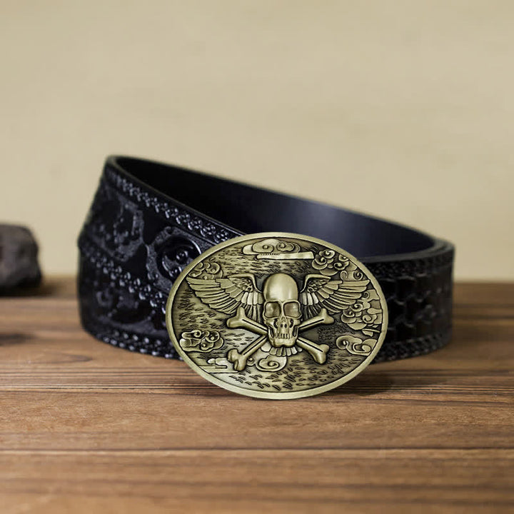 Cintura in pelle con fibbia porta birra creativa fai da te a forma di teschio e angelo da uomo