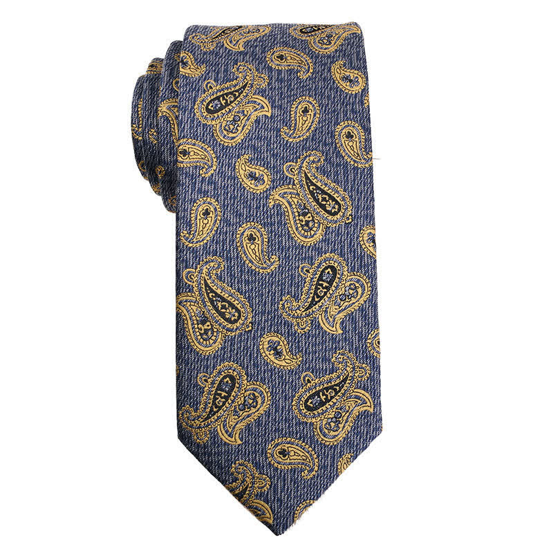 Cravatta da uomo con motivo floreale Paisley della serie Gold Orange