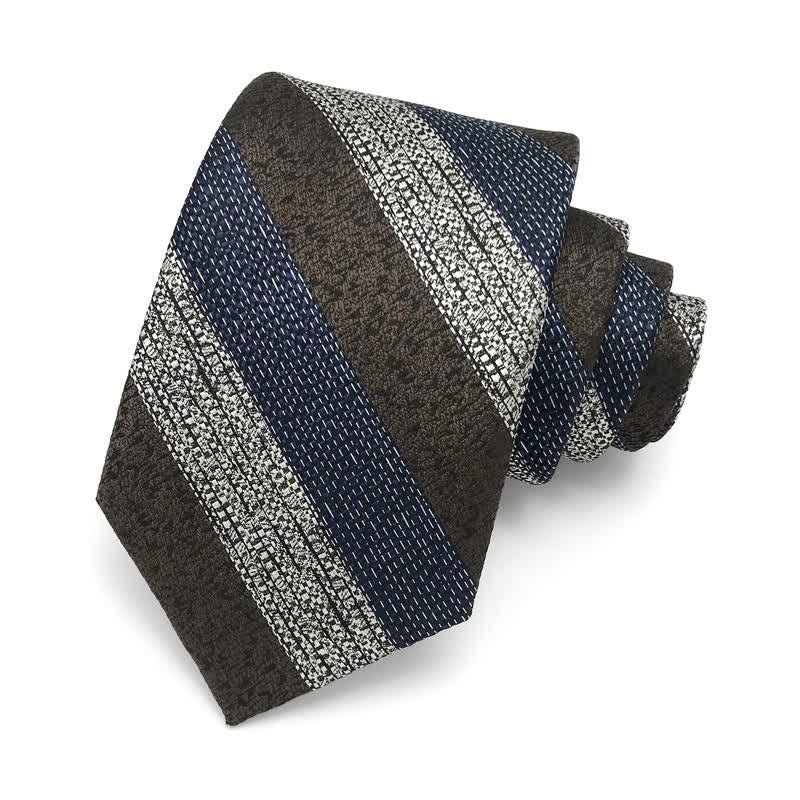 Cravatta a righe larghe da uomo - Marrone - image 1