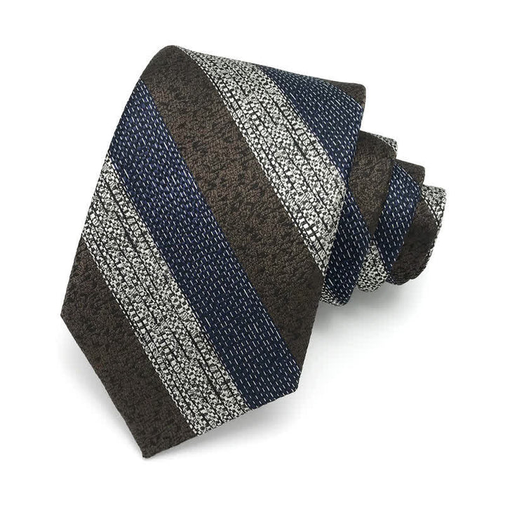 Cravatta a righe larghe da uomo - Marrone - image 1