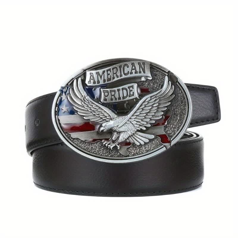 Cintura in pelle fai da te con fibbia American Pride Eagle da uomo