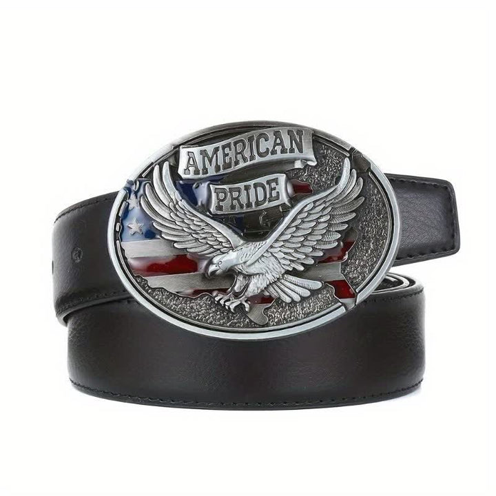 Cintura in pelle fai da te con fibbia American Pride Eagle da uomo