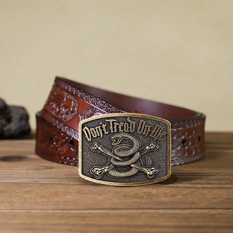 Cintura in pelle con fibbia Attitude Skull Rattlesnake fai da te da uomo
