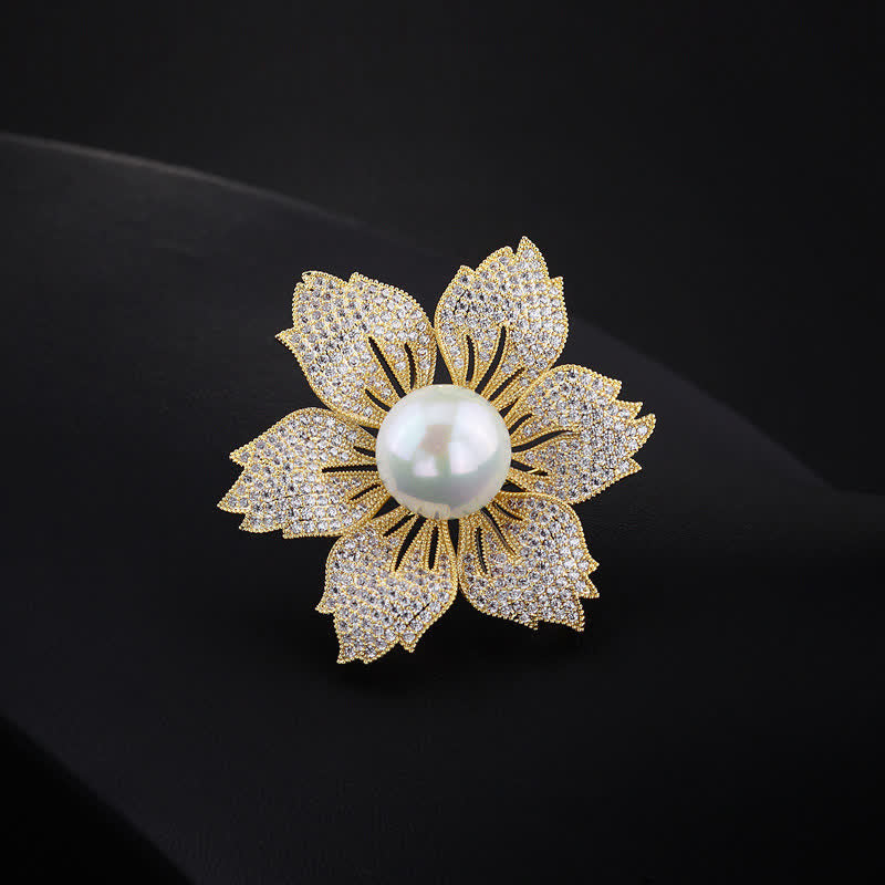Spilla Bauhinia di lusso con perle brillanti da donna