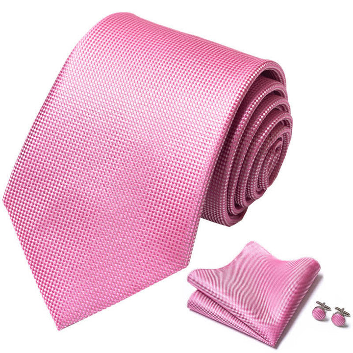 Set di 3 cravatte da uomo in tinta unita rosa brillante