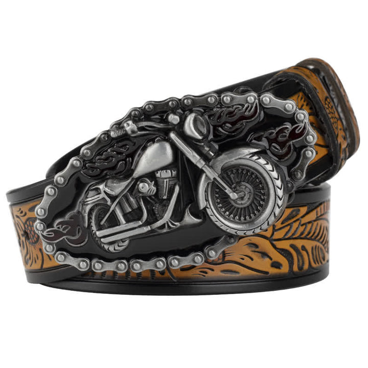 Cintura da motociclista in pelle punk rock da uomo - Giallo / Argento - 46 - image 2