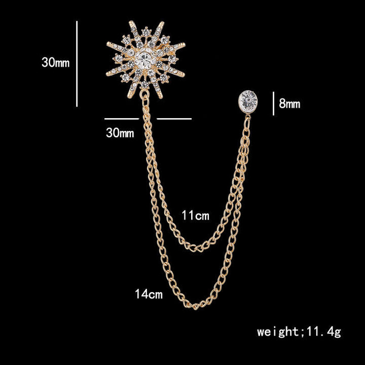 Spilla con nappa a forma di stella ottagonale scintillante da uomo