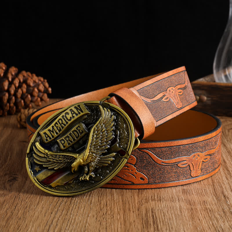 Cintura in pelle da uomo American Pride Bald Eagle