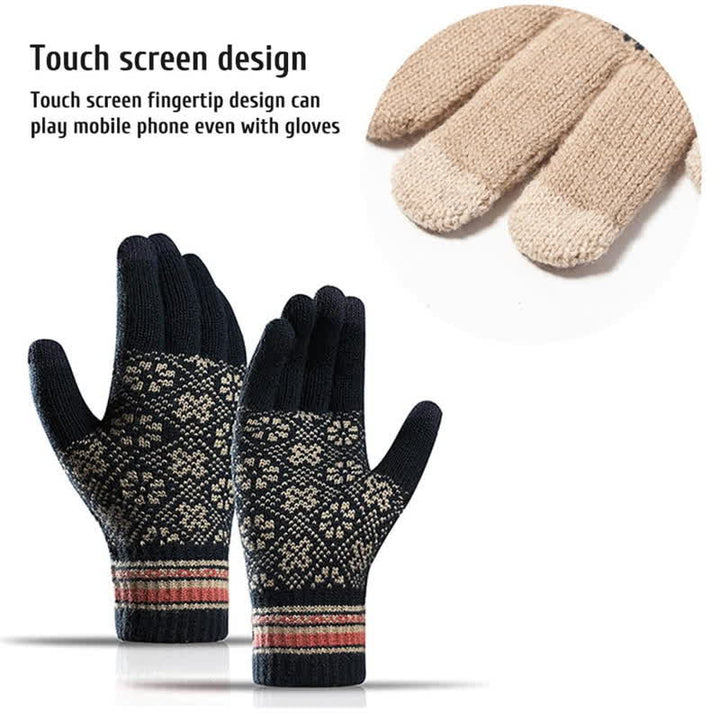 Set di 3 guanti touchscreen unisex con cappello e sciarpa a fiocco di neve