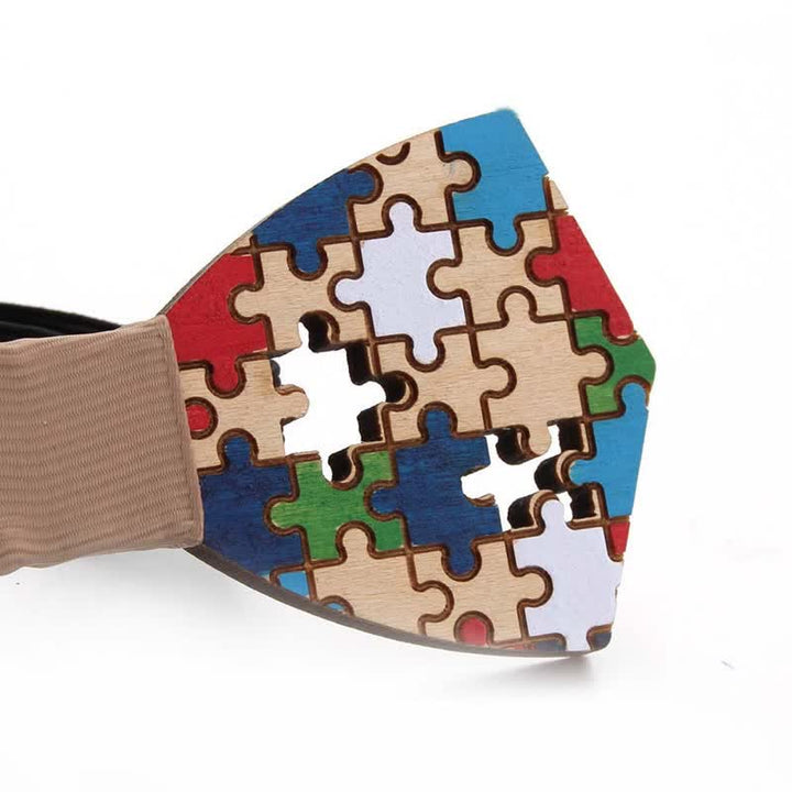 Papillon in legno dipinto da pezzi di puzzle da uomo