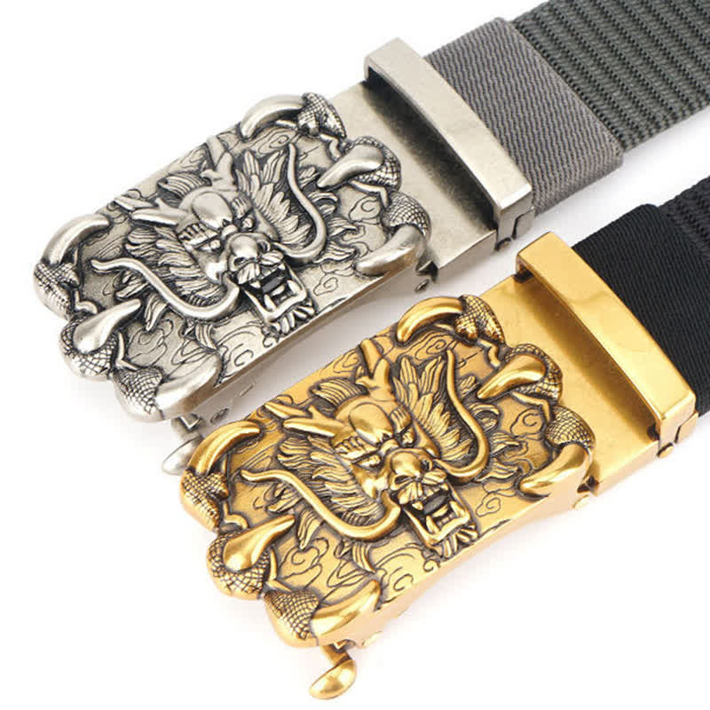 Cintura in nylon con decorazione drago casual da uomo