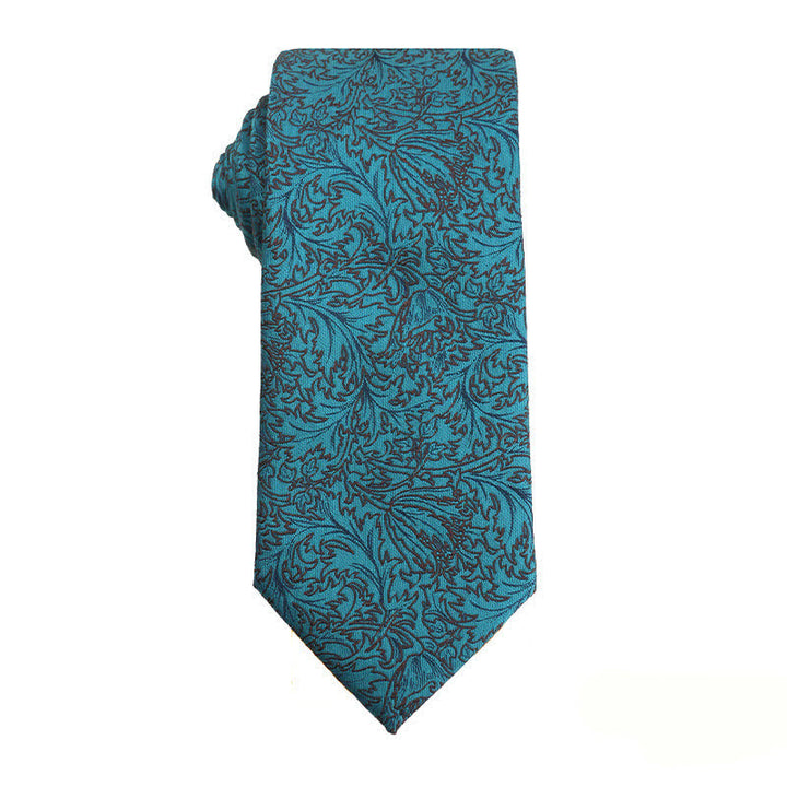 Cravatta da uomo Business Lake Blue Series - Fiore e foglia - image 6