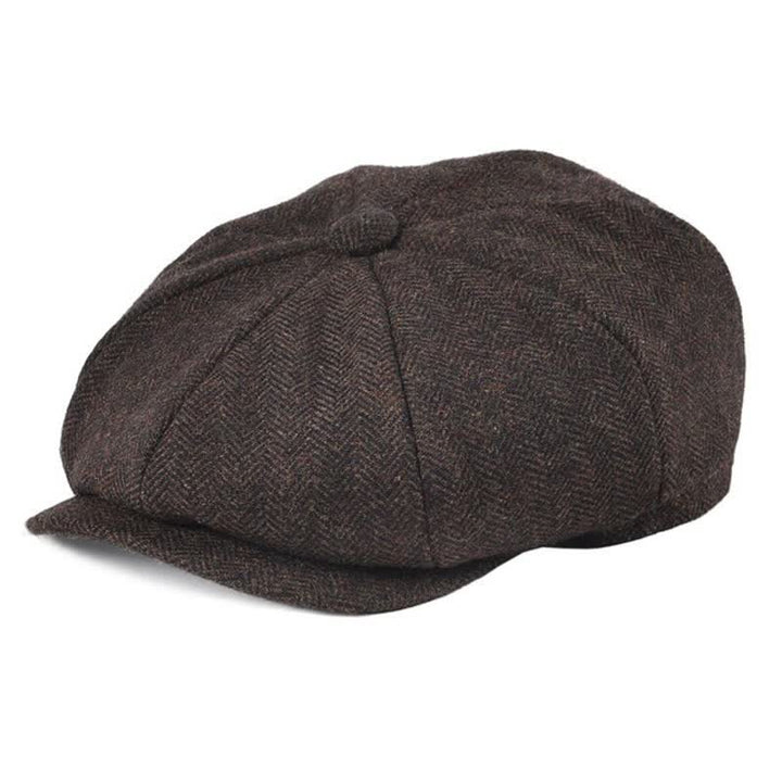 Classico berretto ottagonale in tweed a spina di pesce