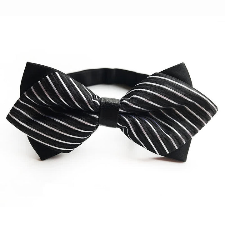 Papillon classico a righe appuntite da uomo - Bianco e nero - image 0