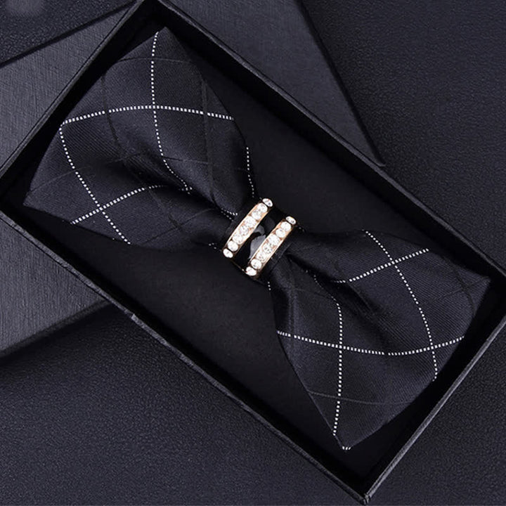Papillon da uomo con motivo floreale Paisley a righe e strass