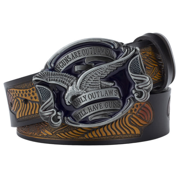 Cintura in pelle con bandiera americana Soaring Eagle da uomo