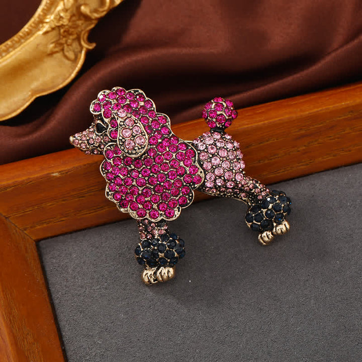 Spilla da donna a forma di barboncino con strass