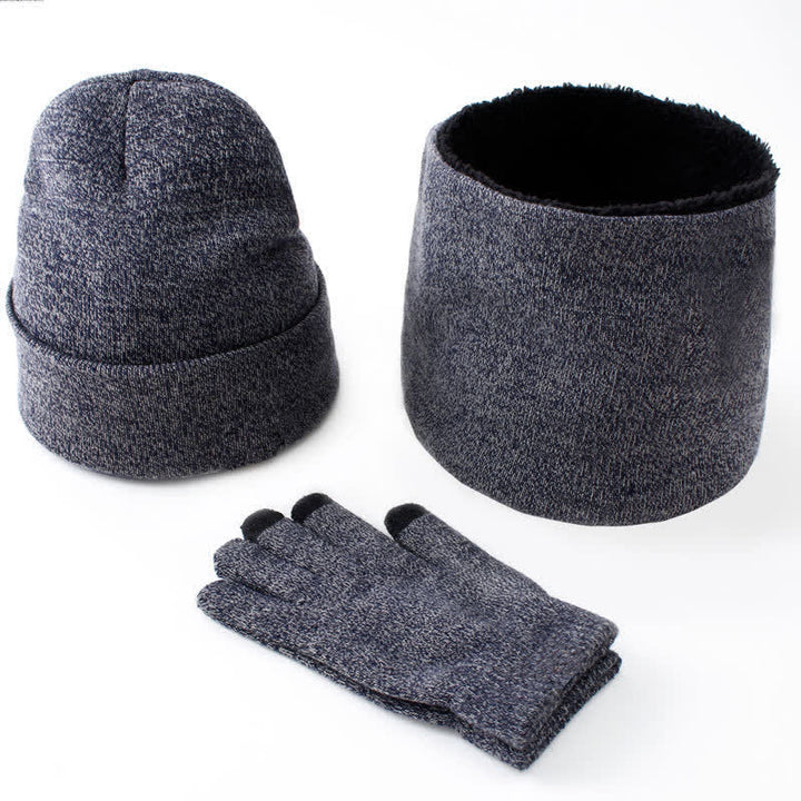 Set di 3 caldi cappelli, sciarpe e guanti touchscreen