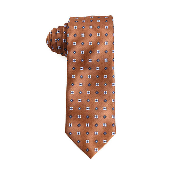 Cravatta da uomo con micro motivi della serie arancione-rosso - Fiore bianco e blu - image 6