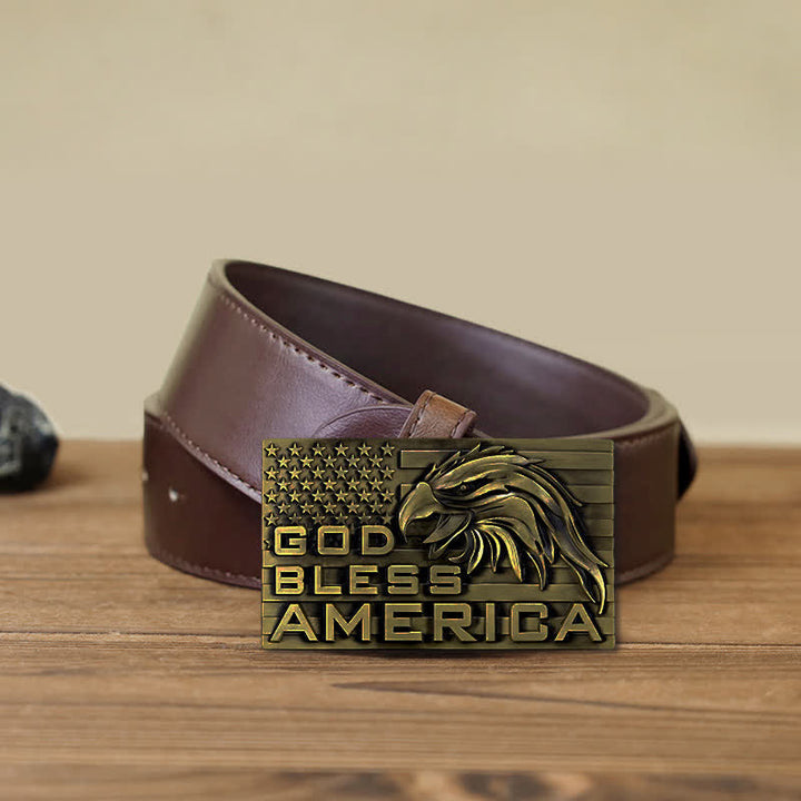 Cintura in pelle fai da te con fibbia God Bless America Eagle da uomo