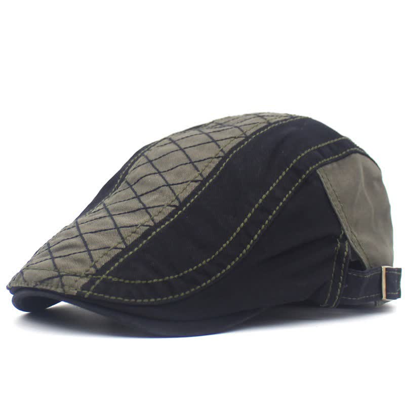 Berretto con ricamo vintage a quadri patchwork