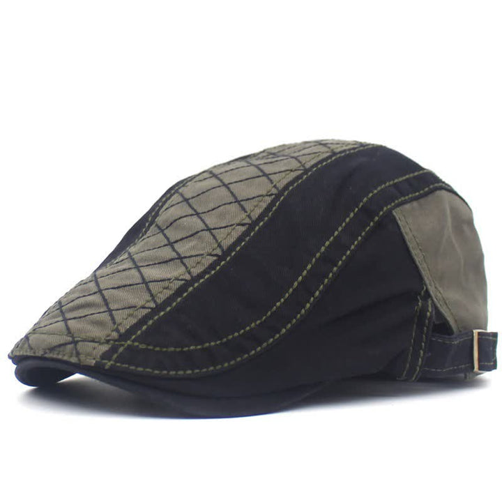 Berretto con ricamo vintage a quadri patchwork