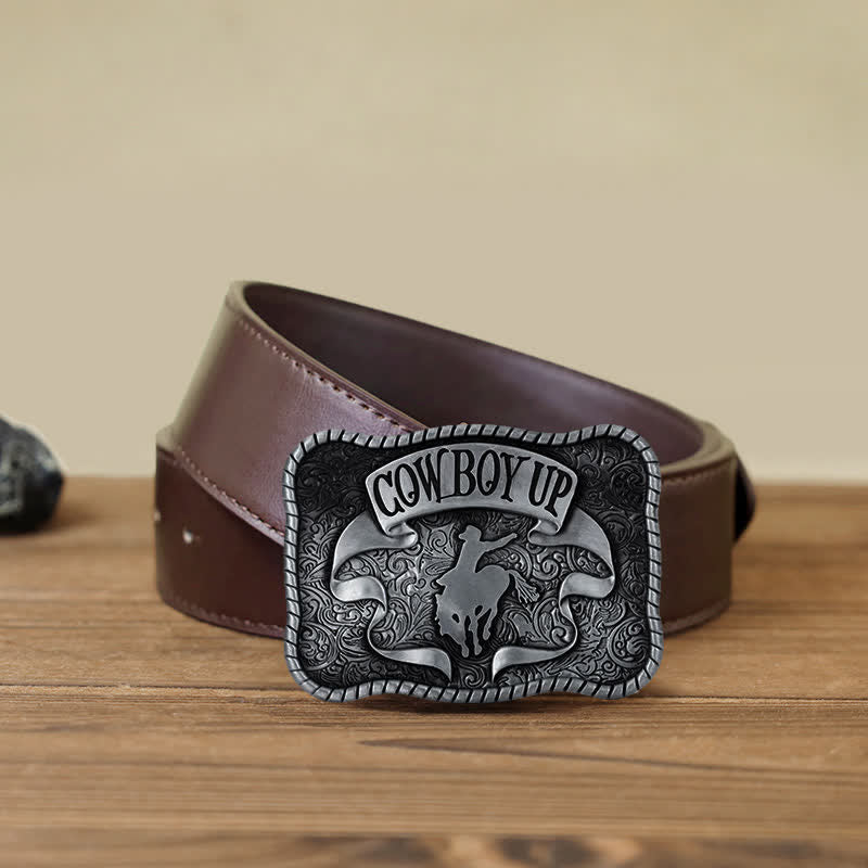 Cintura in pelle con fibbia da cavallo da rodeo da cowboy fai da te da uomo