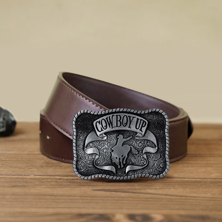 Cintura in pelle con fibbia da cavallo da rodeo da cowboy fai da te da uomo