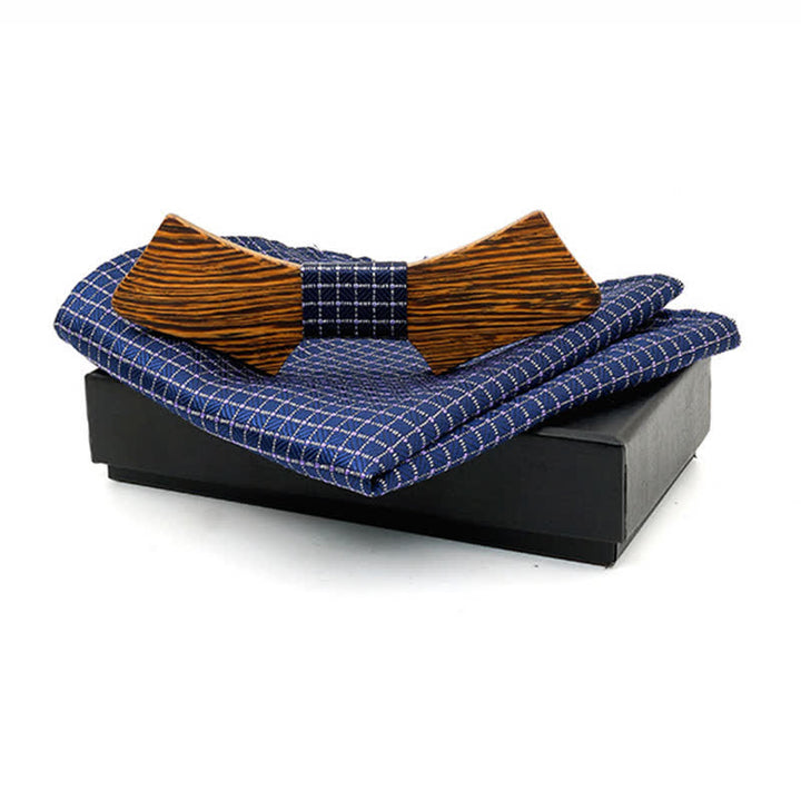 Set di 2 papillon in legno a forma di colletto da uomo