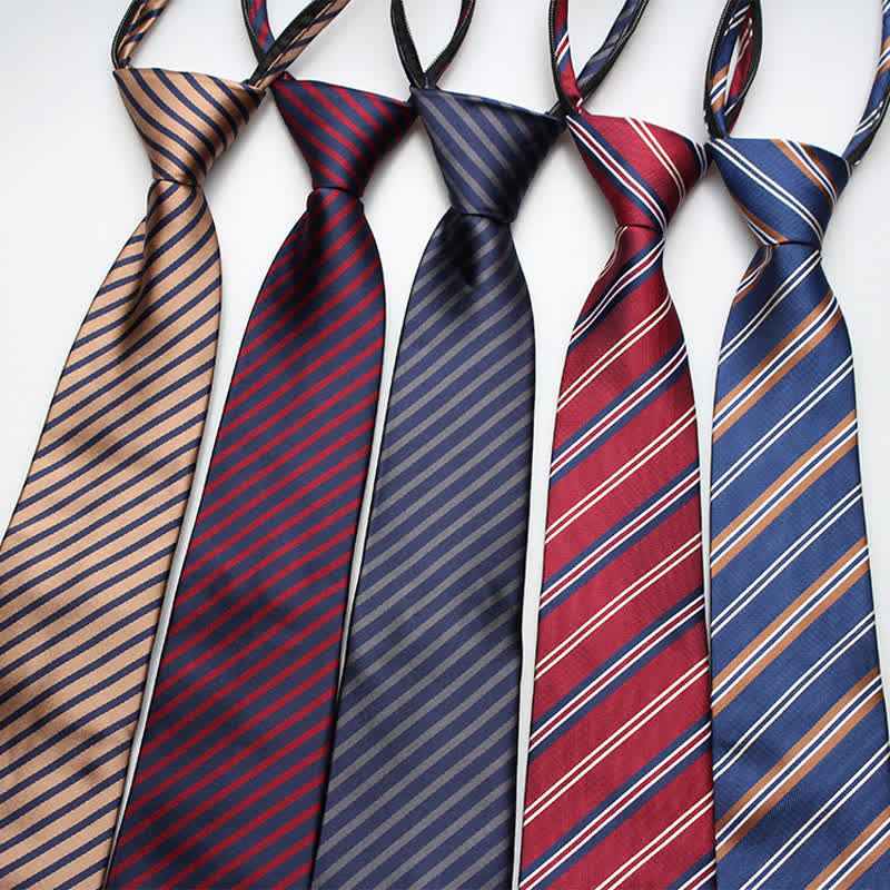 Cravatta a righe con cerniera preppy da uomo - image 0
