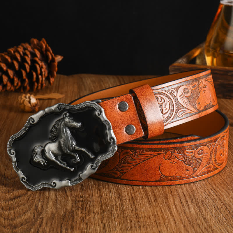 Cintura da uomo in pelle di cavallo da corsa nera e argentata - Stile n. 6 - 42 - image 11
