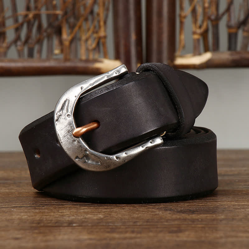Cintura in pelle con fibbia intagliata vintage classica da uomo - image 3