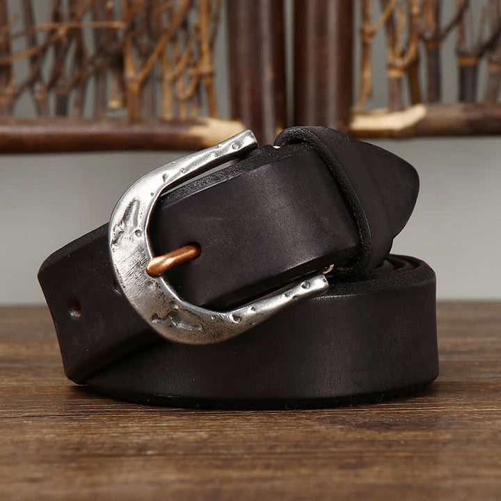 Cintura in pelle con fibbia intagliata vintage classica da uomo - image 3