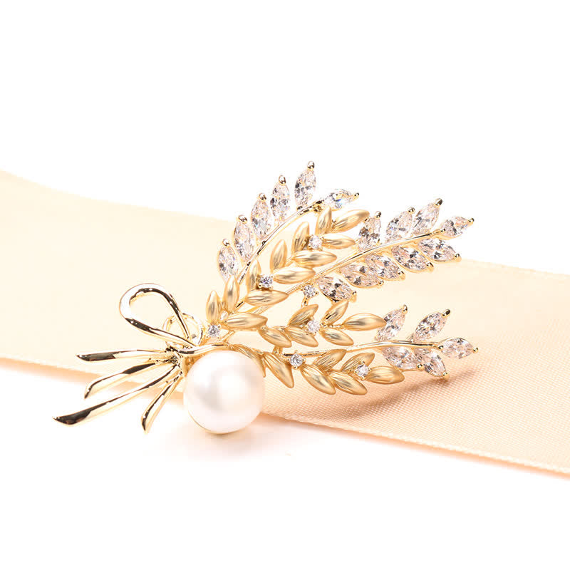 Spilla da donna con spiga di grano e zirconi abbaglianti