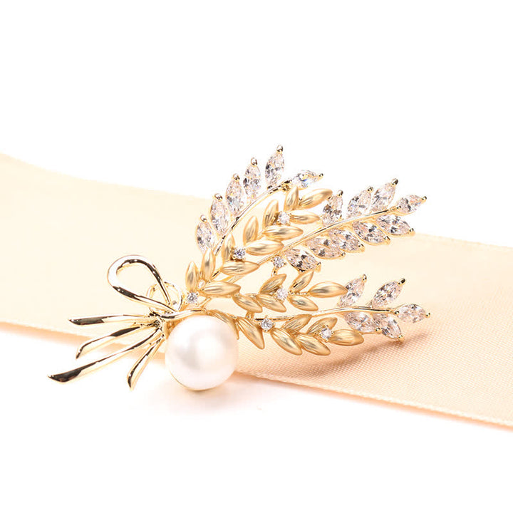 Spilla da donna con spiga di grano e zirconi abbaglianti