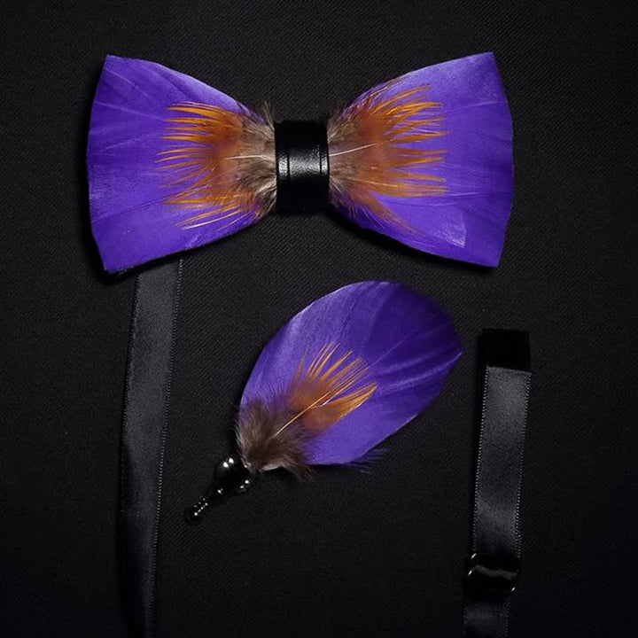 Collezione di cravatte a farfalla con piume fatte a mano dai colori vivaci - image 7